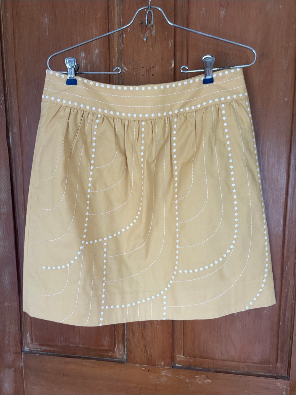 Floreat Mustard Yellow Mini Skirt with White Dot Stitching